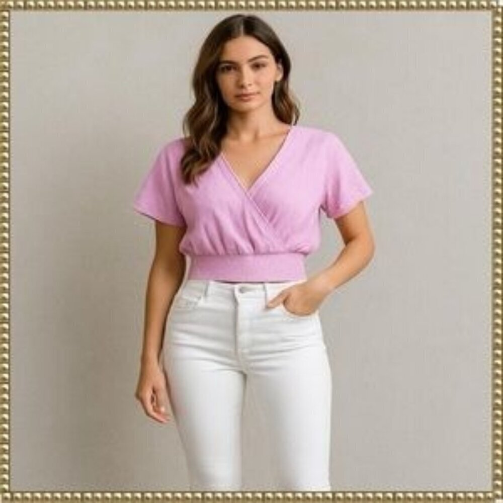 Abound Purple Surplice Crop Top Size S NWT